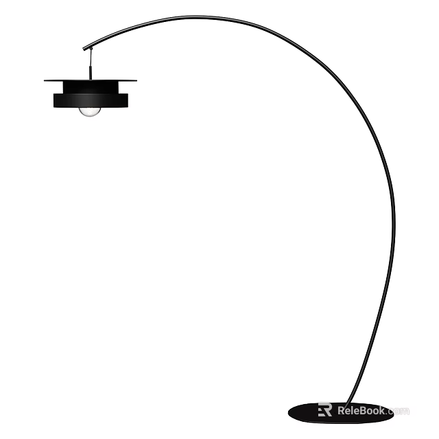 Modern Black Floor Lamp with Arched Stand and Minimalist Design for Home Interior Decor 3d model 