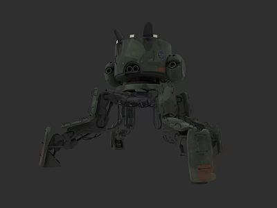 Green Mechanical Combat Weapon With Multi Legged Robot Structure And Armor 3d model
