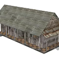 Rural Self built House with Wooden Structure Corrugated Iron Roof and Front Porch Tiled Floor