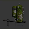Portable Military Flamethrower Weapon With Green Fuel Tanks Emitting Flaming Orange Jet