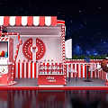 Sign In Booth Featuring Red White Stripes Cartoon Chocolate Cookie Drinks And Starry Sky