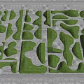 Karesansui Garden Design Featuring Green Geometric Patterns And Textured Surfaces