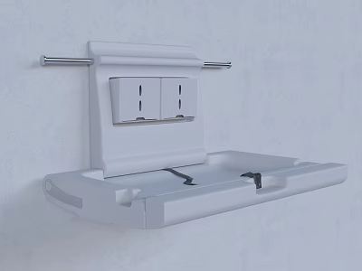 Sleek White Wall Mounted Medical Device With Dual Ports And Tray For Clinic Use 3d model