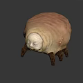 Pupa Like Sculpture With Human Face Features Legs And Bumpy Light Brown Surface