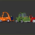 Colorful Electric Toy Cars in Orange Pink Green Styles for Children's Playtime