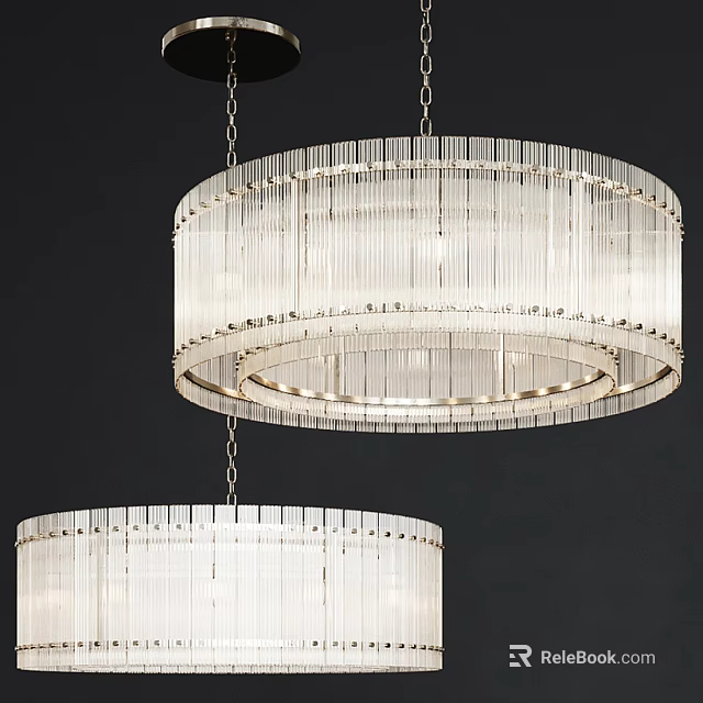 Elegant Modern Crystal Chandelier With Circular Design And Transparent Glass Strips 3d model 