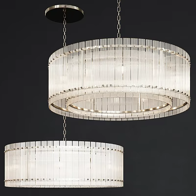 Elegant Modern Crystal Chandelier With Circular Design And Transparent Glass Strips 3d model