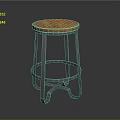 Modern Round Wooden Top Stool With Sturdy Metal Cross Legs Design