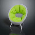 Round Design Chair With Green Cushion And White Hollow Center Frame