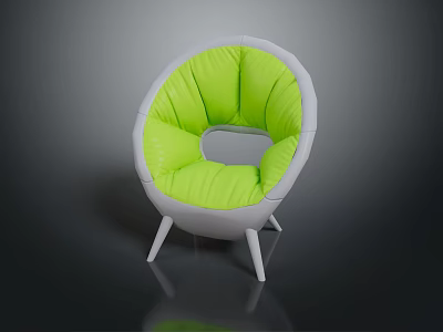 Round Design Chair With Green Cushion And White Hollow Center Frame 3d model