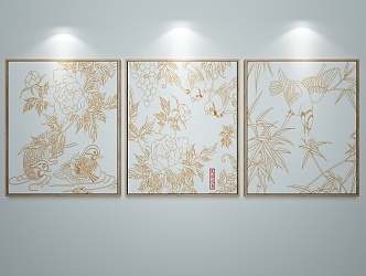 Modern plant painting decorative painting 3d model