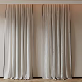 White Curtains with Black Edge Trim Hanging on Beige Wall in Room