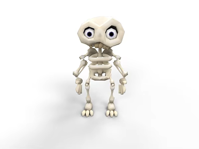 Cute Cartoon Skeleton 3D Model Game Movie Character With Big Eyes White Bones 3d model