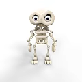 Cute Cartoon Skeleton 3D Model Game Movie Character With Big Eyes White Bones