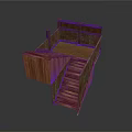 Wooden Scene Structure With Staircase Platform And Brown Frame Details