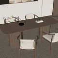 Modern Wooden Dining Table Set With Four Chairs Light Cushions And Minimalist Decor
