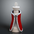 Decorative Ornament Set of White Chess King Figurine with Red Cape and Gray Trim