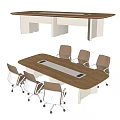 Modern Office Conference Table With Wooden Top And Ergonomic Chairs