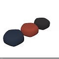 Modern Hexagonal Ottomans With Woven Texture In Navy Blue Black Orange 3d model