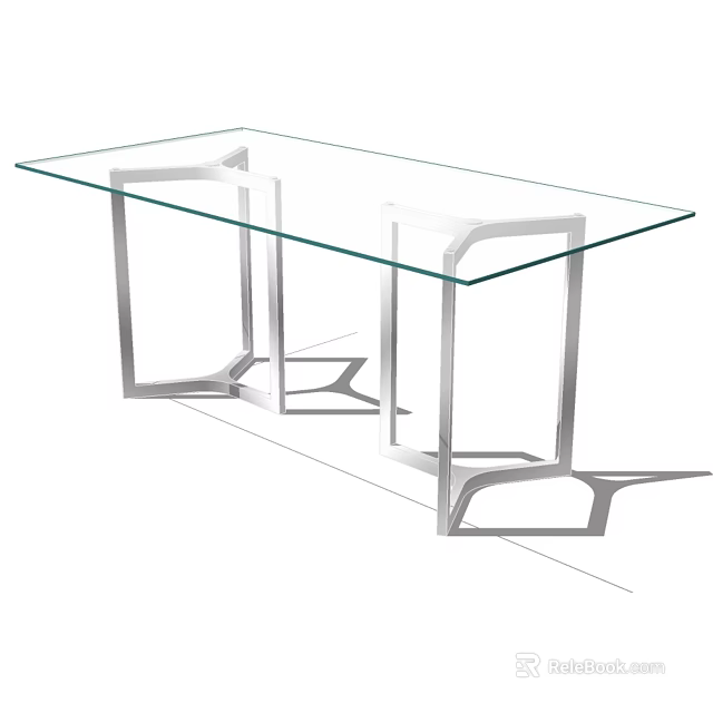 Modern Glass Top Dining Table With Sleek Metal Legs And Contemporary Design 3d model 