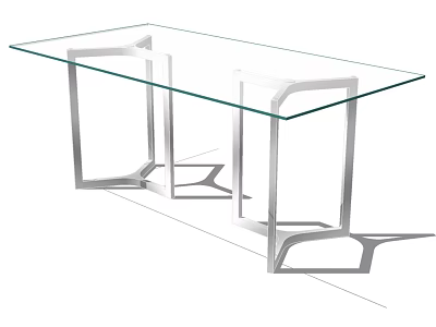 Modern Glass Top Dining Table With Sleek Metal Legs And Contemporary Design 3d model