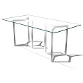 Modern Glass Top Dining Table With Sleek Metal Legs And Contemporary Design