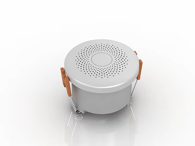 Portable Smart Machine With Circular White Design Perforated Top Brown Handles And Metal Stand 3d model