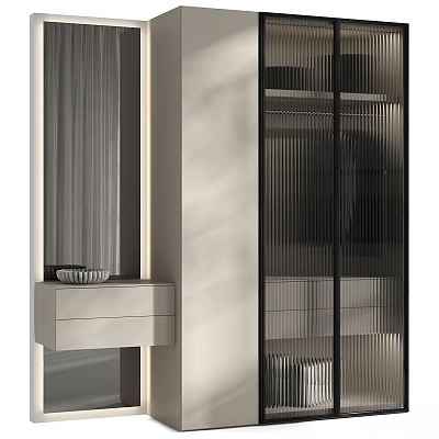 Modern Entryway Hallway Interior Design With Console Table Mirror And Recessed Lighting 3d model