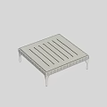 Modern Coffee Table With Striped Top Surface And Slim Woven Pattern Legs