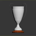 Shiny Silver Trophy With Dual Handles And Red Base For