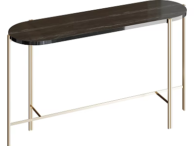 Modern Console Table With Black Marble Top And Gold Metal Frame 3d model