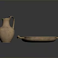 Vintage Brass Jug And Two Handled Plate For Home Decor And Daily Use