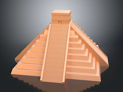Detailed Ancient Pyramid Architectural Structure With Stepped Sides And Top Platform 3d model