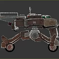 Mechanical Exploration Vehicle With Brown Metallic Structure Green Screen Antenna And Wheels