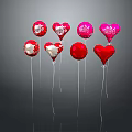 Festive Heart Shaped Red Pink Balloons With Decorative Patterns For Celebrations