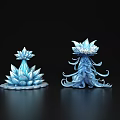 Blue Lotus Inspired Decorative Ornament Set With Glossy Crystal Like Design