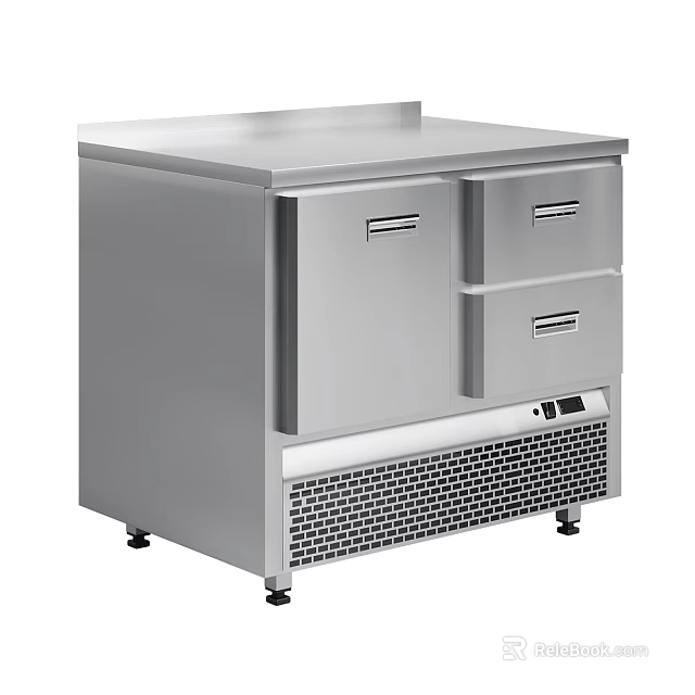 Stainless Steel Commercial Kitchen Workbench Equipment With Drawer Storage And Refrigeration 3d model 