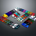 Colorful Cars In Assorted Colors And Different Models Arranged Together