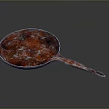 Rusty Red Frying Pan With Handle For Daily Kitchen Cooking Utensil