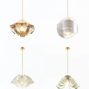 Post-modern special-shaped chandelier stylish simple metal spherical glass chandelier combination 3d model