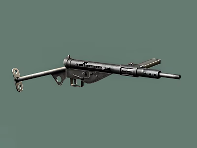 Tactical Black Firearm Featuring Compact Design And Barrel In Military Style 3d model