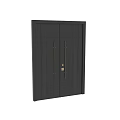 Dark Wooden Modern Swing Door with Gold Handles and Lock Design