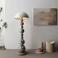 Zebra-pattern spherical floor lamp 3d model