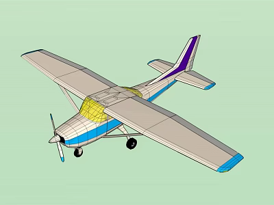 Small Passenger Plane With Propeller Blue And White Exterior And Purple Tail 3d model