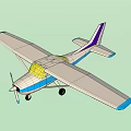 Small Passenger Plane With Propeller Blue And White Exterior And Purple Tail