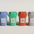 Colorful Waste Sorting Bins With Different Colors And Recycling Symbols