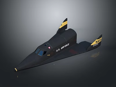 U.S. Air Force NASA Black Airplane With Streamlined Military Experimental Design 3d model