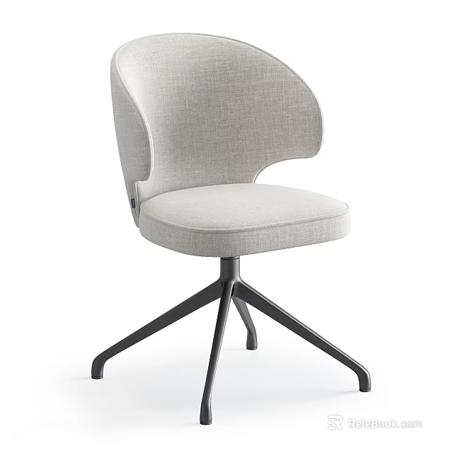 Modern Office Chair With Light Gray Fabric And Black Metal Star Base 3d model 