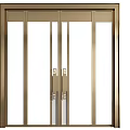Light And Dark Wooden Sliding Doors With Metal Handles And Cabinet Design