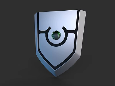 Silver Shield As Defensive Weapon With Modern Design Black Edges And Green Core 3d model